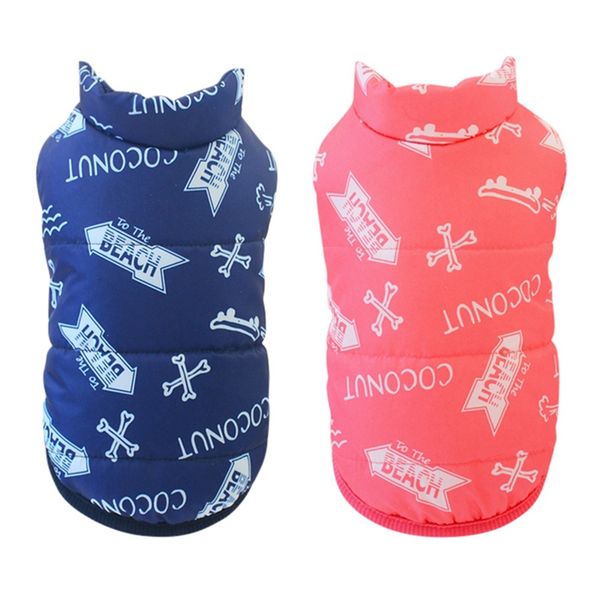 

winter warm small dog coat padded jacket casual printed cotton vest puppy warm down parkas for small and medium dog #7