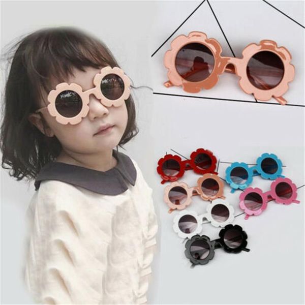 

2019 kids baby glasses sun flower round cute kid sunglasses for boy toddler lovely baby sun glasses girl head wear children gift sditl, Blue