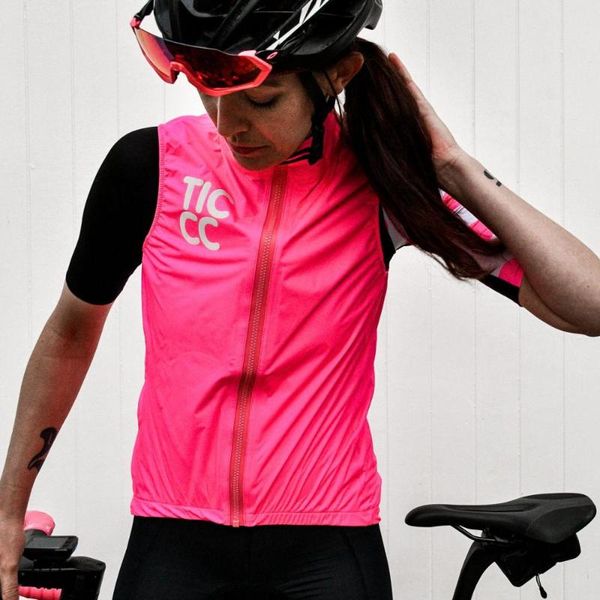 

ticcc женщины велоспорт ветрозащитный жилет 2020 черный розовый рукавов одежда унисекс дорожный велоспорт топы носить велосипед жилет, Black