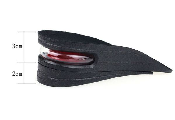 

unisex shoe insole 2-слойная каблук на воздушной подушке увеличение на 5 см высота невидимой подставки для ног обувь для ухода за ногами, Black