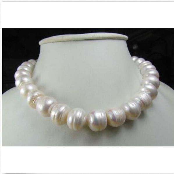 

huge 10-12mm natural south sea white pearl necklace 18" 14k gp clasp aaaaah, Silver