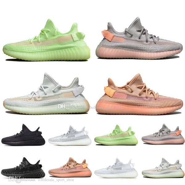 

with box kanye west clay v2 static reflective gid glow in the dark mens running shoes hyperspace women men sport designer sneakers, White;red