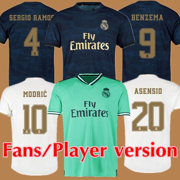 

New 2019 real madrid hort leeve football hirt 100 third away from home jacquard cloth 7 hazard real de madrid 2019 occer jer ey