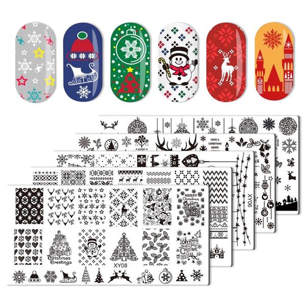 

8 styles 12*6cm rectangle nail stamping template negative snow flakes patterns diy nail design manicure tool stamp plate #290772, White