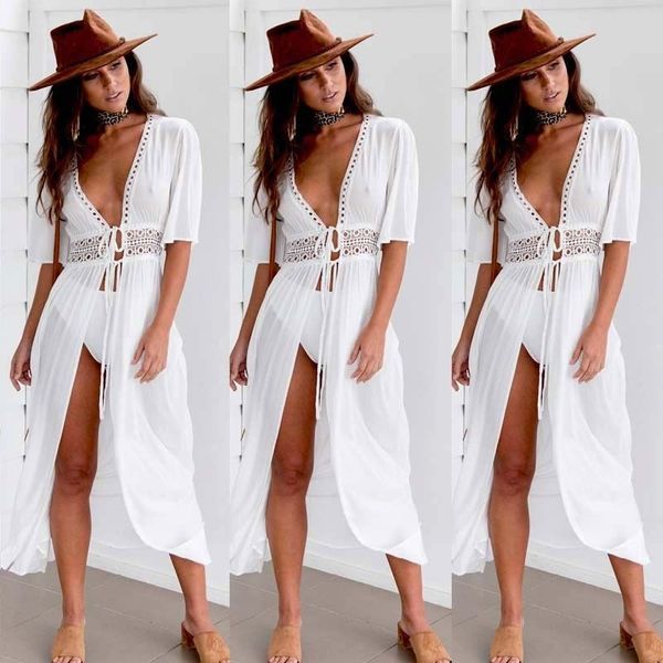 

women high waist summer bikini cover ups hollow out uk women chiffon cardigan kaftan beach dress cover ups, Blue;gray