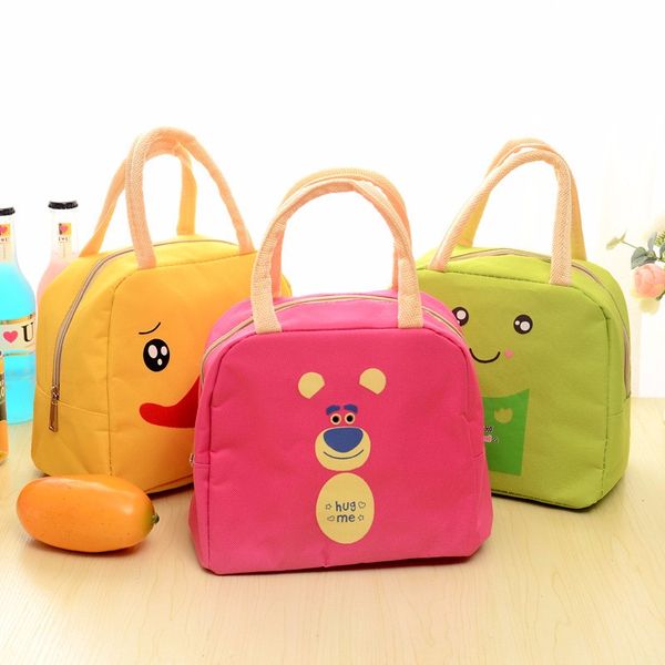 

thick female lunch box bag fashion insulated thermal picnic lunch bags for women kids men cooler tote bag case, Blue;pink