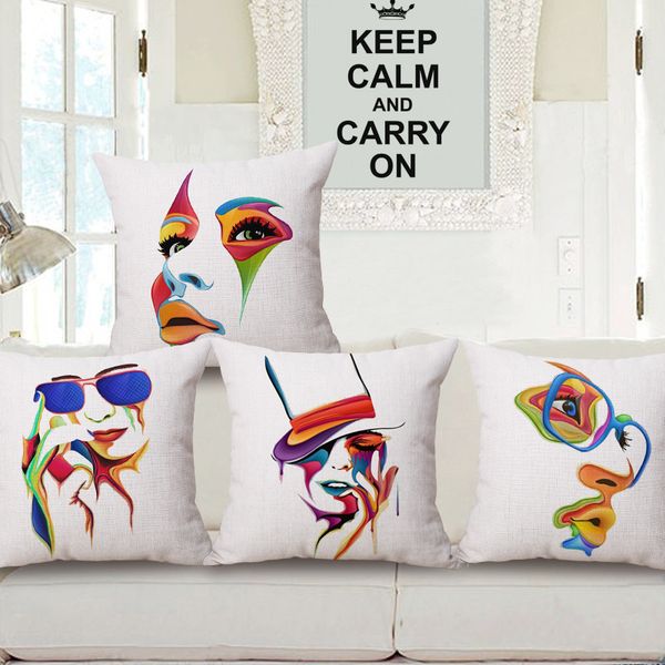 

high-luminance color system face embrace pillow case cotton pillow sofa cushion