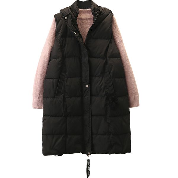 

plus size casual long vests 2019 winter clothing fashion loose warm thick padded coats women t4-808, Black;white