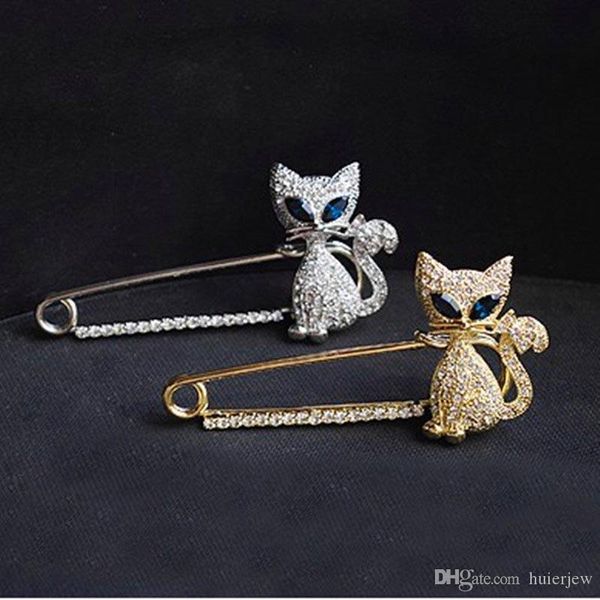 

brooch for women jewellery fox brooch green-eyed cat fox rhinestone animal brooch pin christmas brooches, Gray