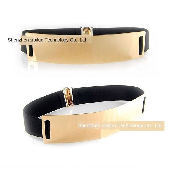 

xu haoying 6cm metal iron mirror belt elastic band sequins elastic band women's sequins belt a81, Black;brown