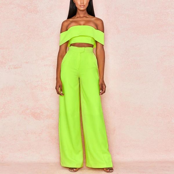 

two piece dress deat 2021 summer women suits sets ladies evening party set celebrity sleeveless club long pants mf861, White