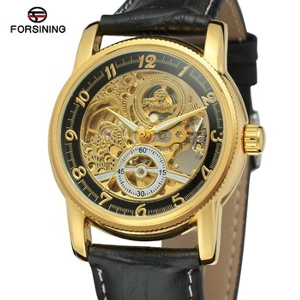 

winner men's automatic self-wind leather fashion skeleton alloy case brand new mechanical watch with arab numbers wristwatch, Slivery;brown