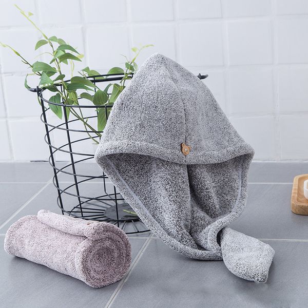 

women drying hat quick-dry hair towel cap hat bath microfiber solid towel cap super absorption turban hair dry