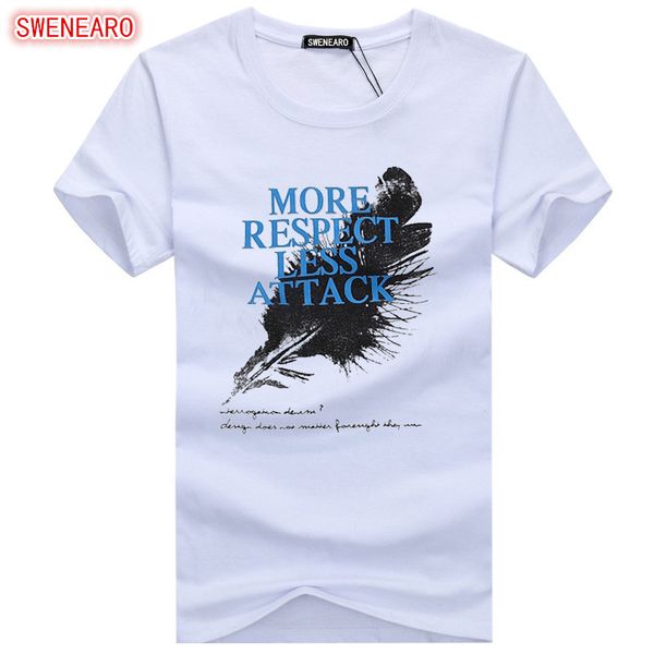 

swenearo t-shirt man 3d cotton funny romantic short feather 2018 summer style men's slim t-shirts brand clothing plus size 5xl, White;black