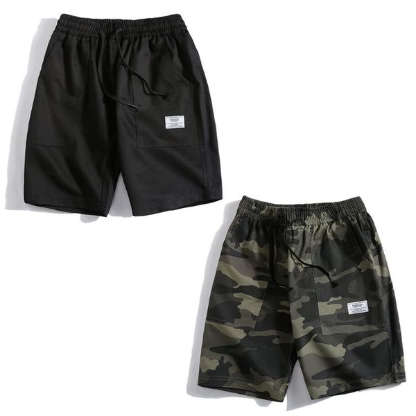 

мужские плюс размер эластичный пояс шнурок летние грузовые шорты камуфляж печати случайные письма логотип патч пляжные брюки с карманами, White;black