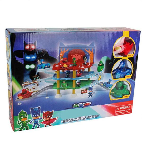 

Пижамы маски штаб-квартира Playset 3 фигурки Owlette Catboy Gekko 3 автомобилей Ассамблеи PJ тре