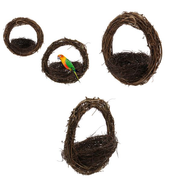

2pcs handmade rattan bird breeding nest bed parrot cage hatching nesting box birdcage decoration