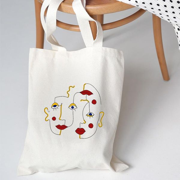 

women's canvas shoulder bags for woman funny abstract shopping bags soft large handbag casual cloth tote bag ladies shopper bag
