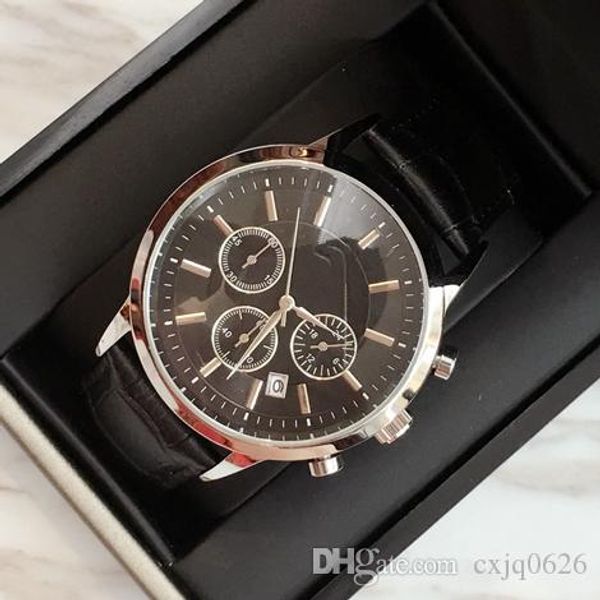 

топ мода часы роскошные стали кварцевые часы мужчины спортивный кожаный секундомер хронограф наручные часы жизнь водонепроницаемый дата мужс, Slivery;brown