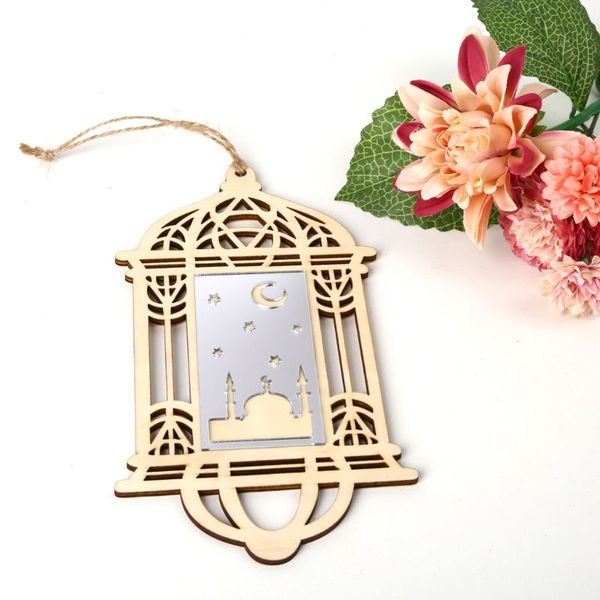 

islam eid ramadan mubarak decorations hollow wooden hanging lantern baubles plaque ornament with rope
