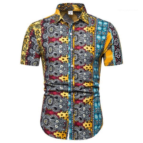 

mens shirts casual lapel neck short sleeve fashionable tees plus size mens tshirts three colors size  4xl floral printed skinny, White;black