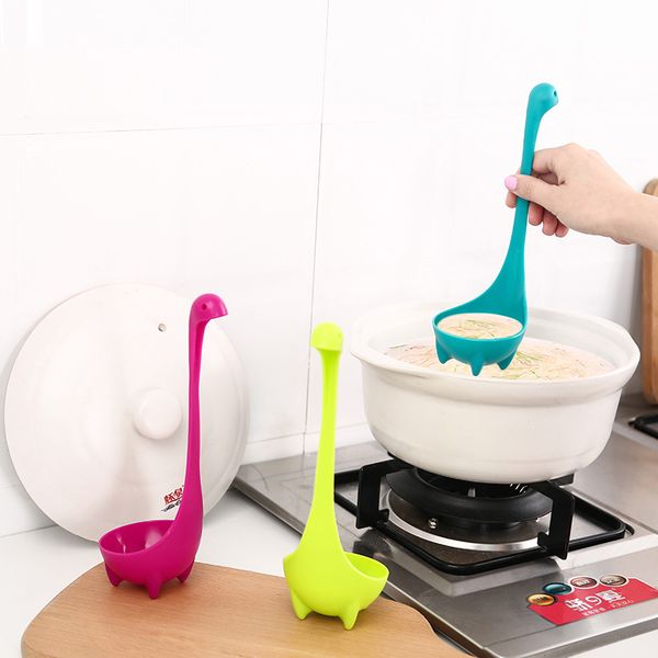 

loch ness monster cartoon spoon dinosaur soup spoon plastic long handle multi-color kitchen accessories tableware spoons w95995