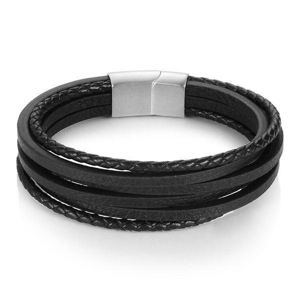 

ourania vintage men bracelet genuine leather bracelet stainless steel bracelets & bangles for male jewelry braid rope chain, Golden;silver