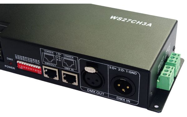 WS27CH3A 27 canali 9 gruppi dmx512 controller decodificatore LED Unità LED con custodia DC12-24V ciascuno CH max 3A