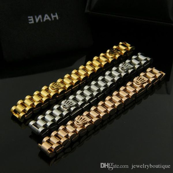 

новое прибытие браслет стали 316l титан с конструкцией кроны в 17.5cm-19.5cm длиной регулируемого размера для женщин и мужчин ювелирных изде, Golden;silver