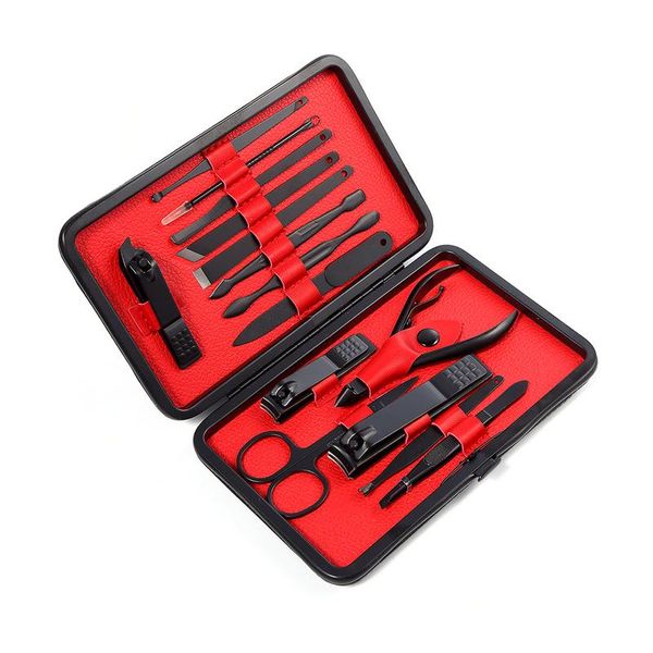 

15pcs/set stainless steel nail clipper kit professional pedicure scissors tweezer knife ear pick manicure set nail art tools
