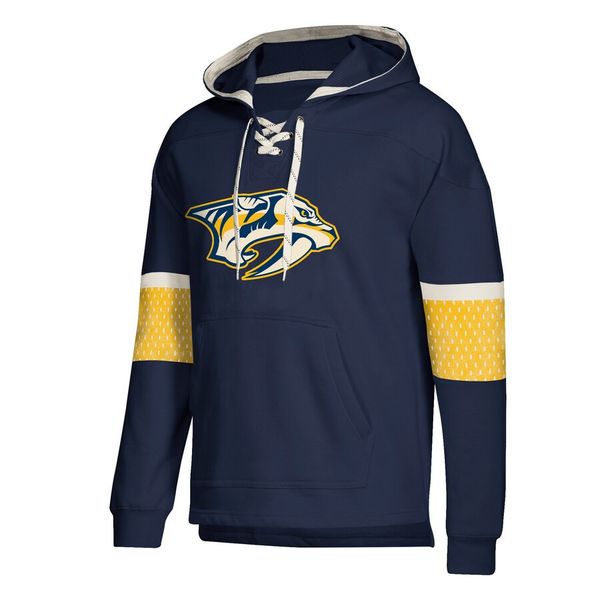 

nashville designer hoodies predators jersey lace-up pullover hoodie navy with splicing draw string full sleeves stitched brand logo, Blue;black
