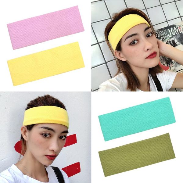 

8'' women headband solid color wide turban ribbed knitted cotton for girls hairband elastic hair bands headwear hair accessories, Slivery;white