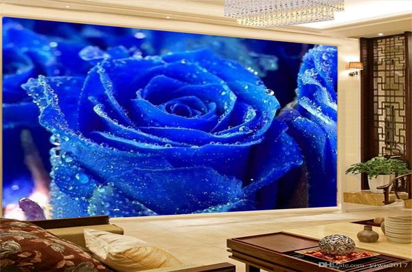 Carta da parati floreale per pareti incantevoli rose blu personalizza la tua carta da parati premium HD preferita