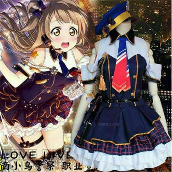 

anime love live minami kotori платье полиции равномерное косплей костюм, Black;red