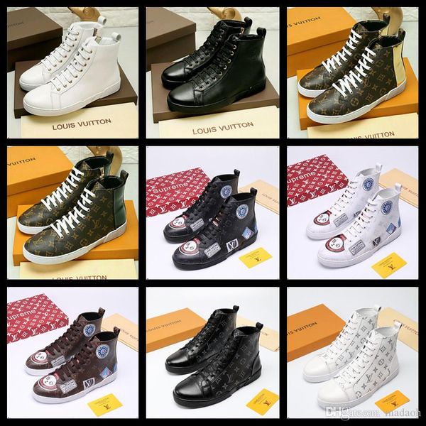 

21fw конструкторы мужчины кроссовки high top цельнолитные обувь мода платформа повседневная кожа узелок обувь осень зима luxury brands обувь, Black