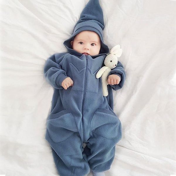 

осень зима infant младенцев мальчики девочка с длинным рукавом rompers с капюшоном одежда для новорожденного комбинезон хорошо qualitys, Blue
