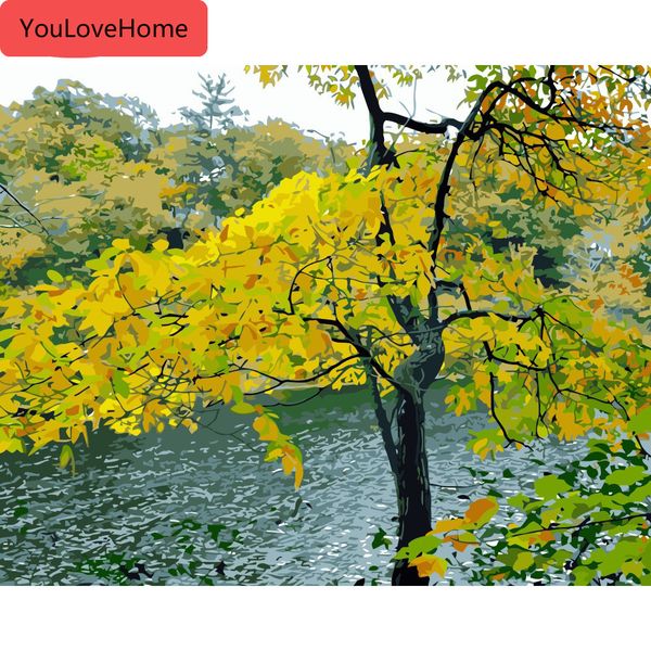 

картина по номерам дерево пейзаж рисунок на холсте ручная роспись арт подарок diy масляная живопись наборы домашнего декора