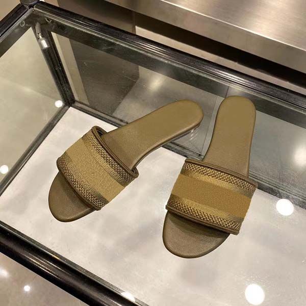 

020classic embroidery letters leather mules leather sole sandals ladies designer beach slippers princetown slippers, Black