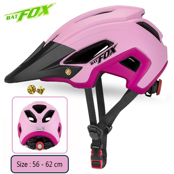 

batfox cycling helmet men women mtb bike helmet pink bicycle mountain road cycling safety outdoor sports big visor