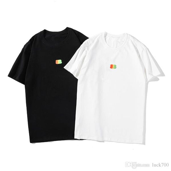 

luxury mens designer t shirt 19ss men women casual cotton rainbow printing summer t shirt polo size s-2xl, White;black