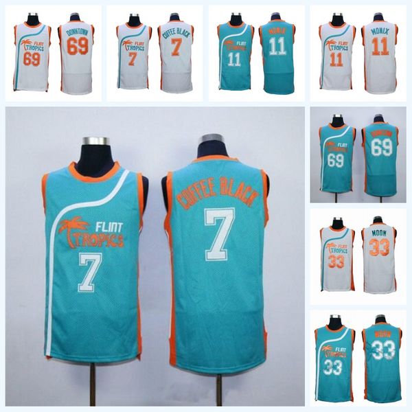 

Mens Flint Tropics Semi Pro Moive Jersey 33 Jackie Moon 7 Coffee Black 11 ED Monix #69 Downtown Basketball Jersey White Green Fast Shipping