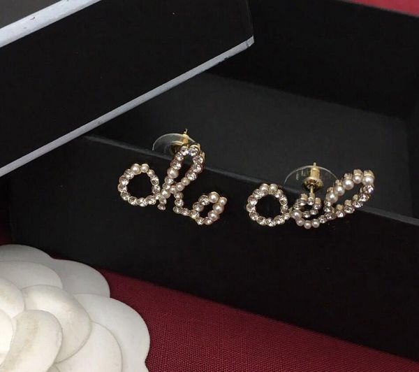 

have stamps fashion brand designer earrings for lady women party wedding lovers gift engagement luxury jewelry for bride with box, Golden;silver