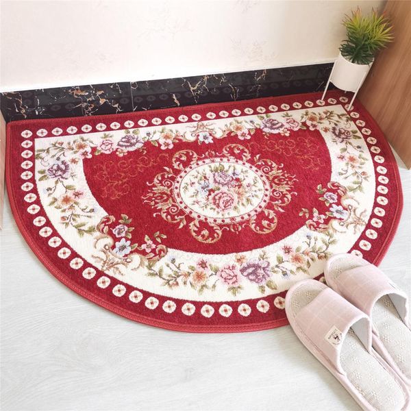 

european round door mat rug outdoor doormat bedroom entrance mats bathroom anti slip carpet pastoral floral welcome front mat