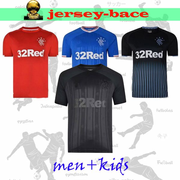 

new 19 20 glasgow rangers soccer jersey home away 3rd morelos windass dorrans candeias tavernier pena kids men football shirt, Black;yellow