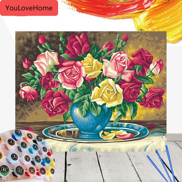 

краска по номерам цветы рисунок на холсте ручная роспись наборы картинки арт подарок diy home decor без рамки ручная роспись