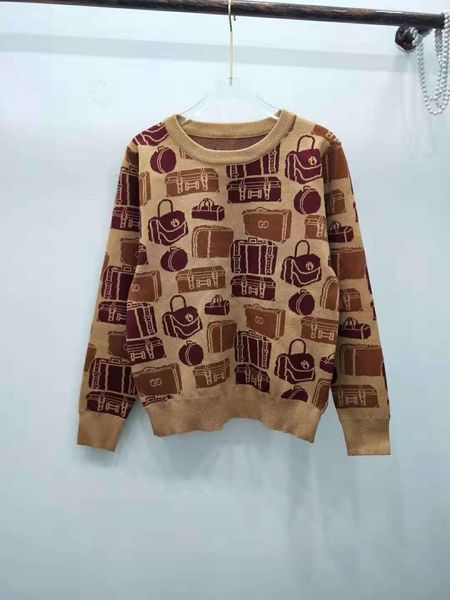 

1120 2019 осень свитер круглый вырез с длинным рукавом флора печати мода плед роскошный красный белый женская одежда dl, White;black