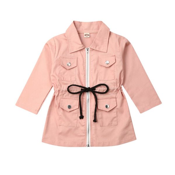 

kids girls long sleeve lapel trench 2019 new princess autumn spring kids casual jacket zipped coat fashion children outwear 1-7y, Blue;gray