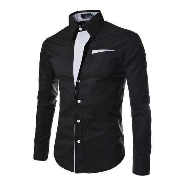 

оптовая продажа-2016 новая горячая рубашка мужская деловая повседневная мужская мода wild slim shirt рубашка с длинным рукавом семь цветов р, White;black