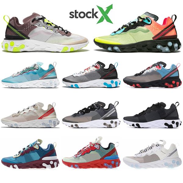 

с носками react element 87 55 открытый кроссовки мужчины женщины антрацит свет кости тройной черный белый красный орбита мода спортивные кро