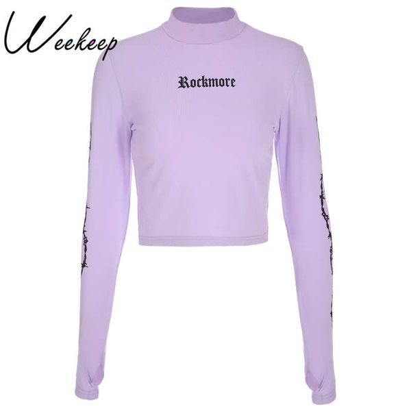 

weekeep turtleneck long sleeve hoodie women cropped printed bodycon hoodies autumn streetwear pullover sweatshirt women, Black